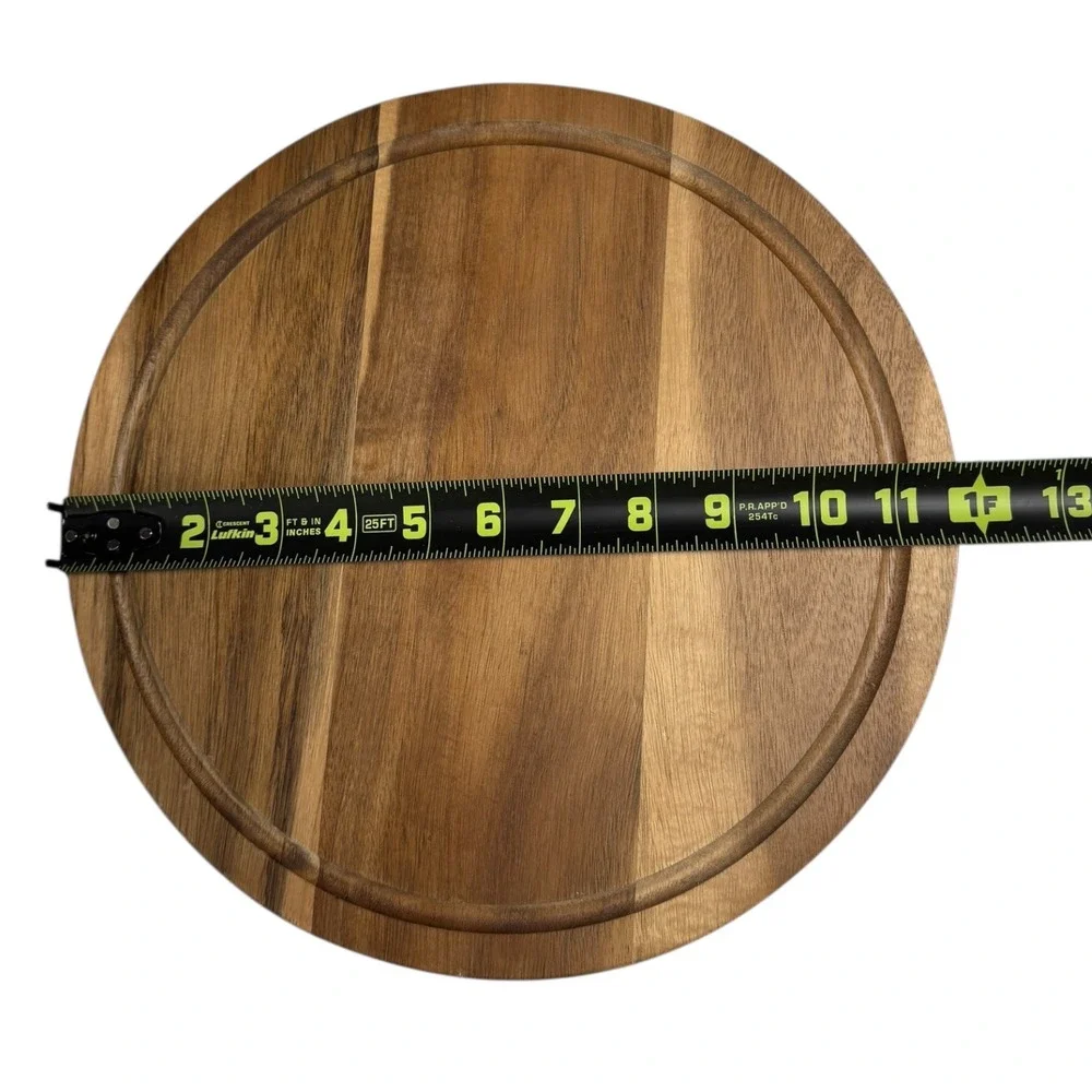 Round Wood Cutting Board Cheese Serving Tray W Groove 12 inch charcuterie WP66Q1